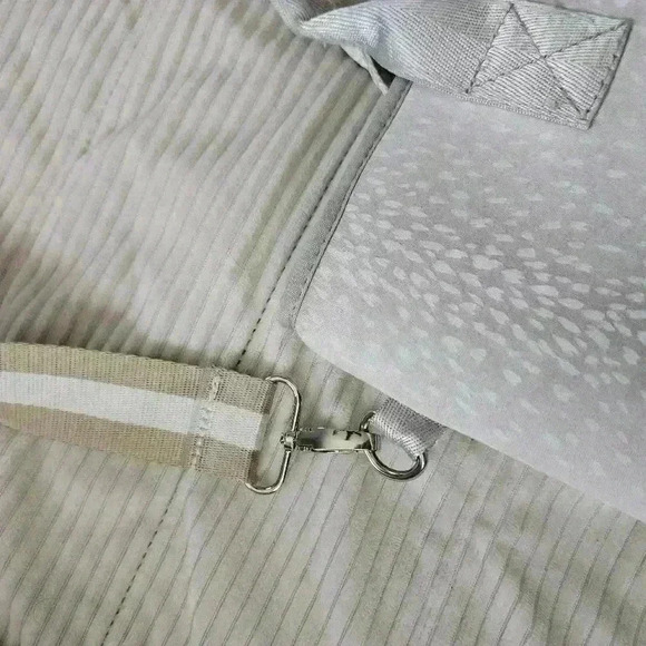Prene Love Neoprene silver Fawn print w middle stripes satchel tote - Picture 8 of 16